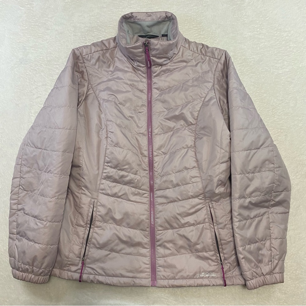 Eddie Bauer Pink Puffer Zip Up Mock Neck Jacket Women's Size Large